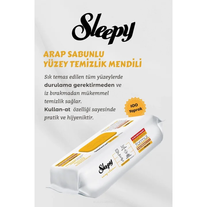 Sleepy Kolay Yüzey Temizlik Havlusu 3 lü Set ve Hediye Pamuk