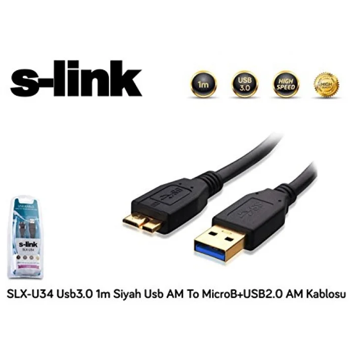 SLX-U34 Usb3.0 1m Harici Disk 2li Data+Şarj Micro Usb Kablosu