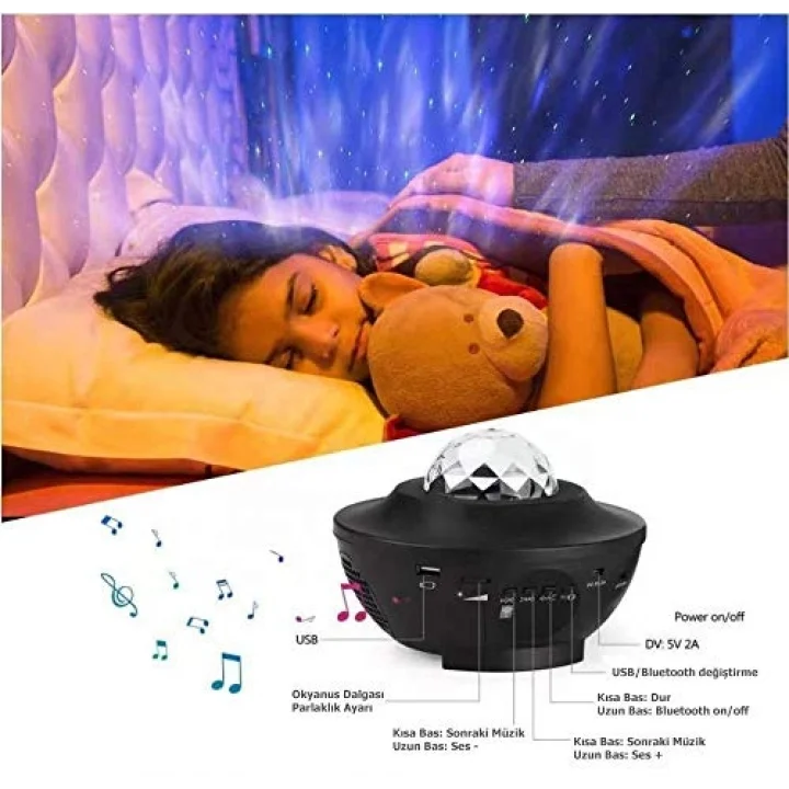 Smart Starry Projektör Light-Blth+Müzik+7Farklı Ambians