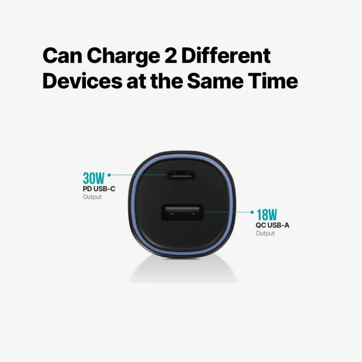 SmartCharger Duo PD 48W Araç Hızlı Şarj Aleti USB-C+USB-A 2CKP02S