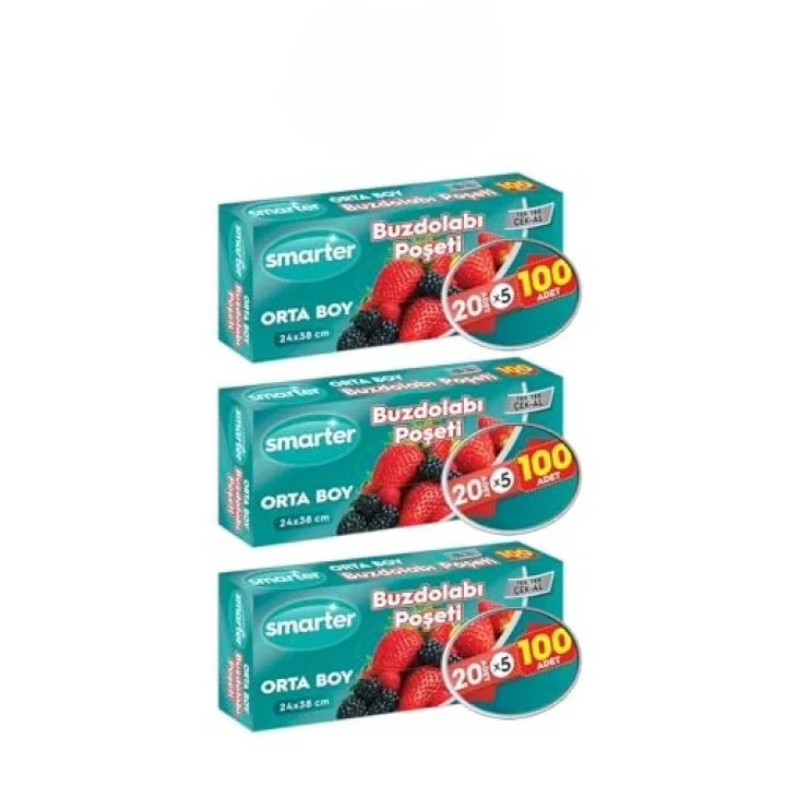 SMARTER 3 PAKET BUZDOLABI POŞET ORTA BOY (100 ADET X 3)