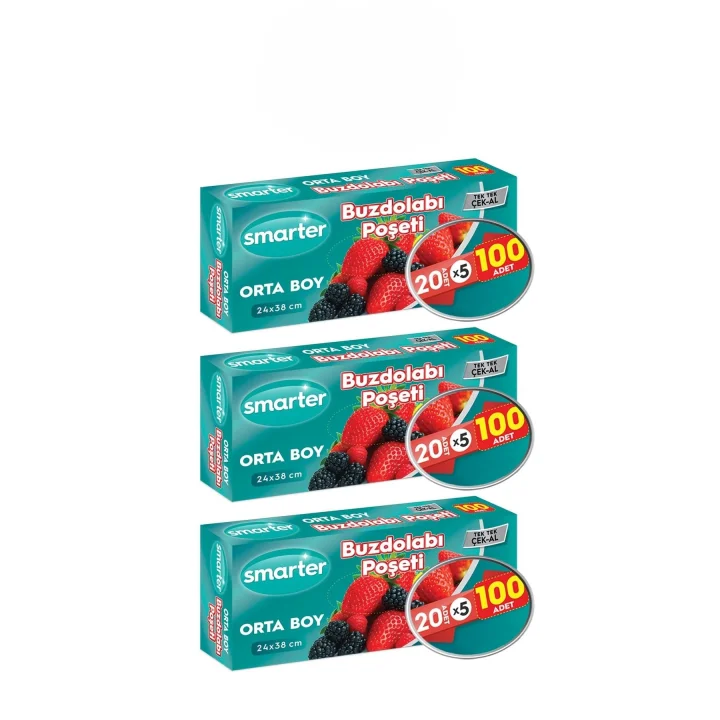 SMARTER 3 PAKET BUZDOLABI POŞET ORTA BOY (100 ADET X 3)