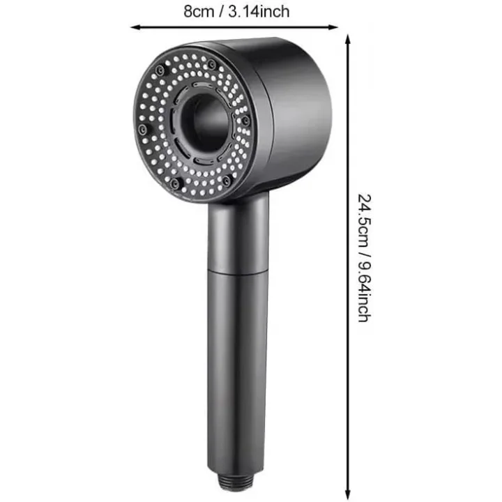 Smartizi 5 Fonksiyonlu Turbo Duş Başlığı (Gri) - Yüksek Basınçlı Tazyik Ayarlı Lüks Banyo Başlığı
