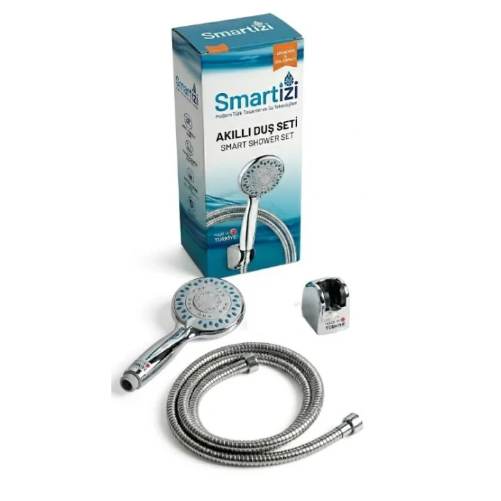 Smartizi Modern Türk Tasarımı Duş Başlığı ve Spiralli Hortum Seti - Dolaşmaz, Esnek ve Ekonomik Banyo Seti