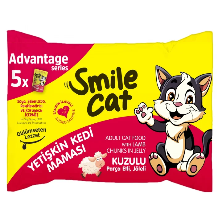 Smile Cat Flowpack 425gr (5 x 85gr) Yetişkin Kedi Kuzulu Mama