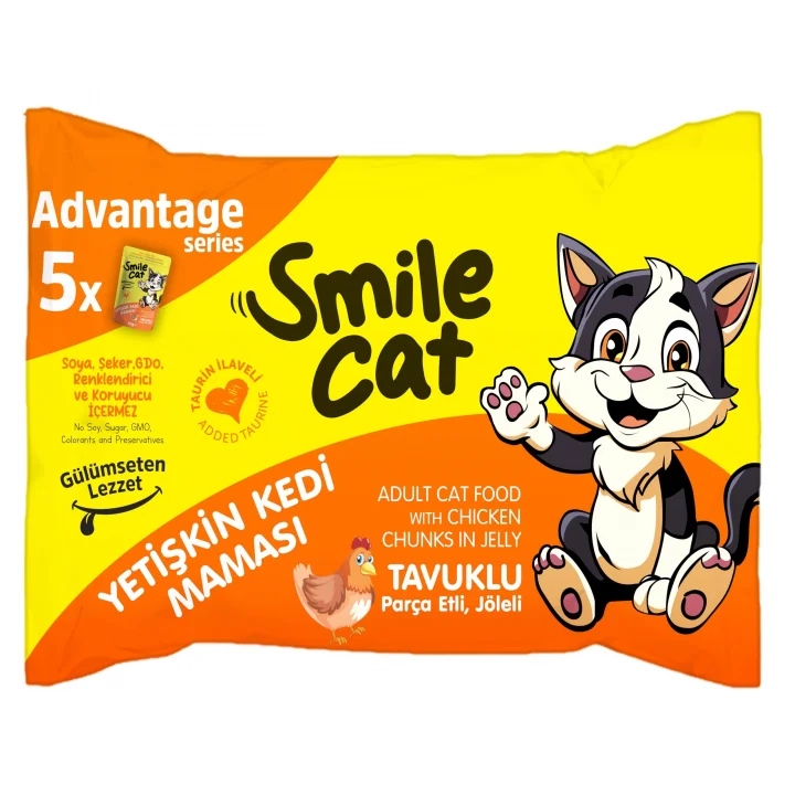 Smile Cat Flowpack 425gr (5 x 85gr) Yetişkin Kedi Tavuklu Mama