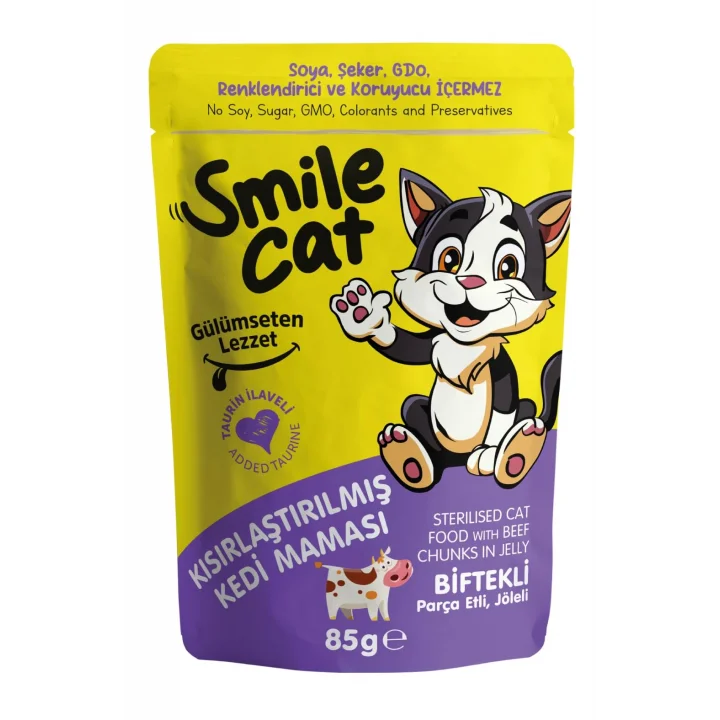 Smile Cat Pouch 85 gr Kısır Kedi Biftekli