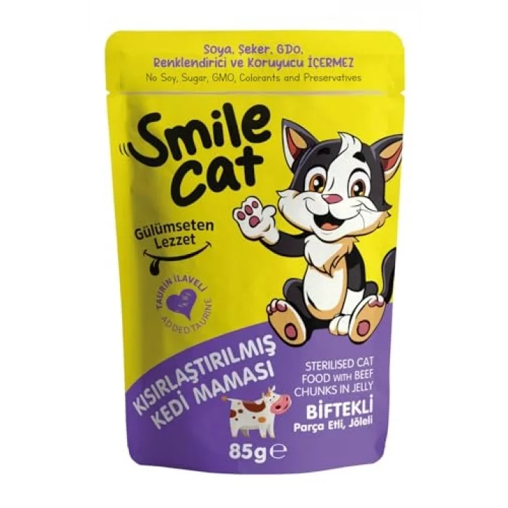 Smile Cat Pouch 85 gr Kısır Kedi Biftekli