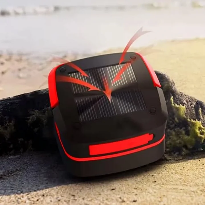 Solar Akordeon Kırmızı Kamp Lambası 360° Led Beyaz Işık Dahili Batarya Güneş Paneli + USB Şarj El feneri Seyahat, Yürüyüş Piknik Dış Mekan Aktivite Aydınlatma Lambası