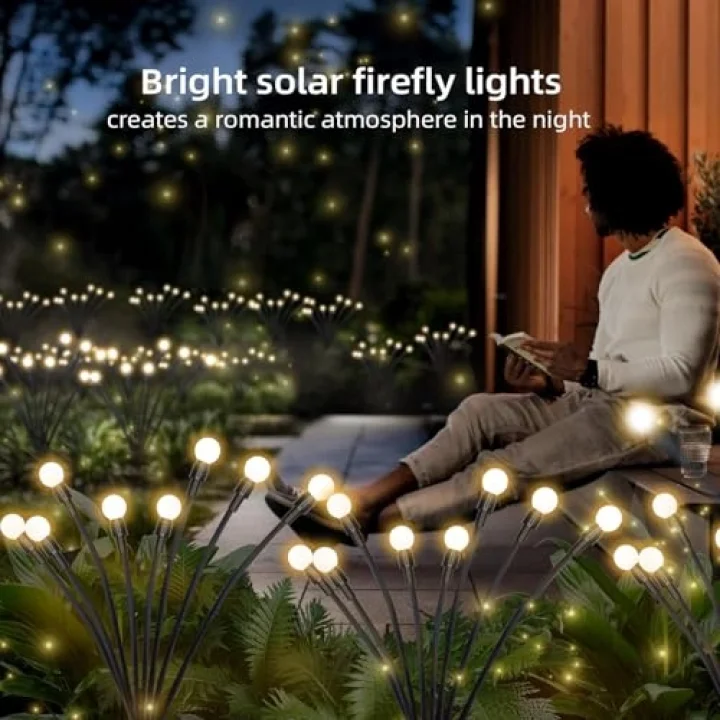 Solar Bahçe Işıkları Su Geçirmez, Salınımlı Solar Bahçe Ateşböceği Dekoratif Avlu, Yol Çit İçin Ateşböceği Bahçe Işıkları Dış Mekan 2