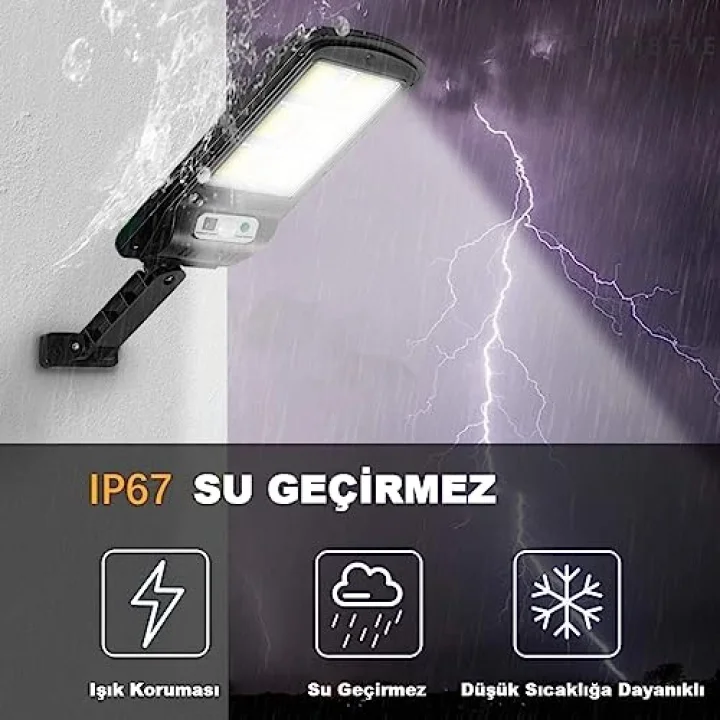 Solar Güneş Enerjili Bahçe Led Aydınlatma 120 Led Aydınlatma Uzaktan Kumandalı Hareket Sensörlü Gece Sensörlü Led Işık Bahçe Led Aydınlatması