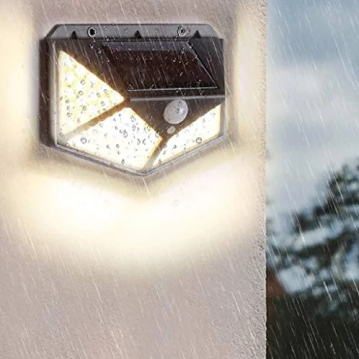 Solar lamba 100 LED PIR hareket sensörlü dış duvar lambası IP65 bahçe teras - 1 adet