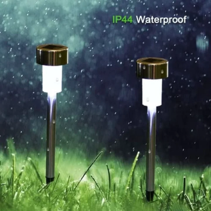 Solar lamba, bahçe, LED solar lamba, dış mekan kazığı, paslanmaz çelik, dış aydınlatma, solar yol aydınlatması, IP44, su geçirmez, arka bahçe, çim için, 5 adet