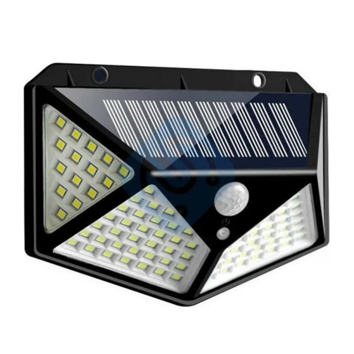Solar LED Bahçe Lambası, 100 LED Hareket Sensörlü 13x9x5 cm, 3 Modlu Güneş Enerjili Solar Lamba, Dış Mekan Aydınlatma, Duvar Montajlı