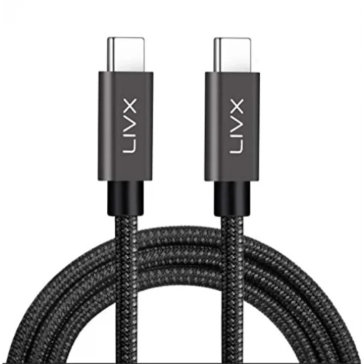 Solid 100W 5A PD2.0 Type C to Type C Hızlı Şarj ve Data Kablosu 2 Metre Halat Örgülü Space Gray LVA-TCT