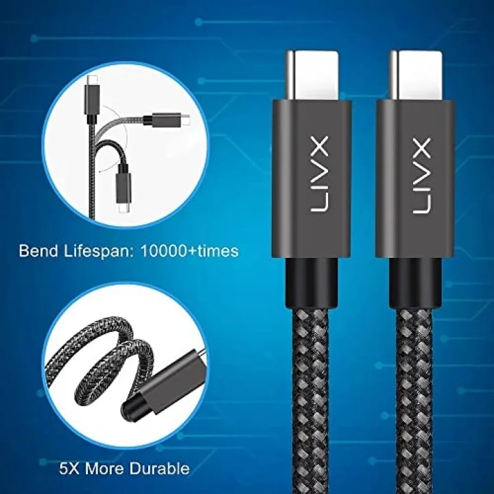 Solid 100W 5A PD2.0 Type C to Type C Hızlı Şarj ve Data Kablosu 2 Metre Halat Örgülü Space Gray LVA-TCT