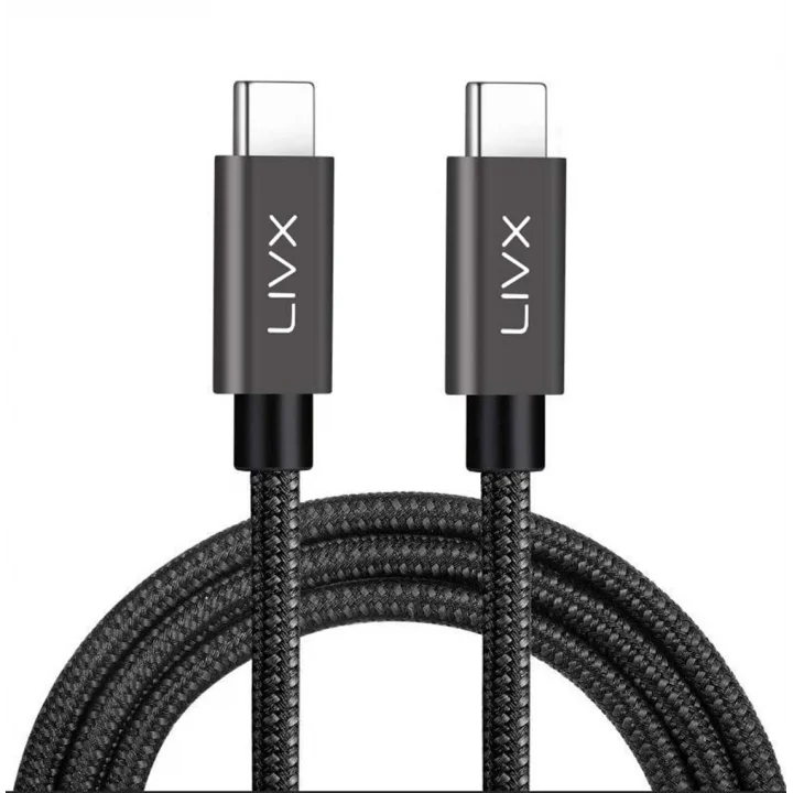 Solid 100W 5A PD2.0 Type C to Type C Hızlı Şarj ve Data Kablosu 2 Metre Halat Örgülü Space Gray LVA-TCT