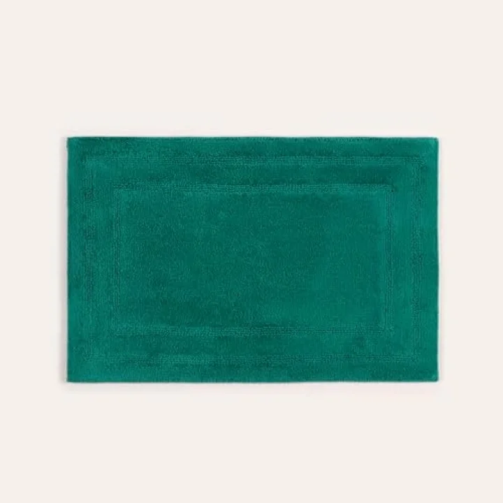 Solıd Çift Taraflı Pamuk%100 Pamuk Banyo Paspası 70x120 Cm Koyu Yeşil