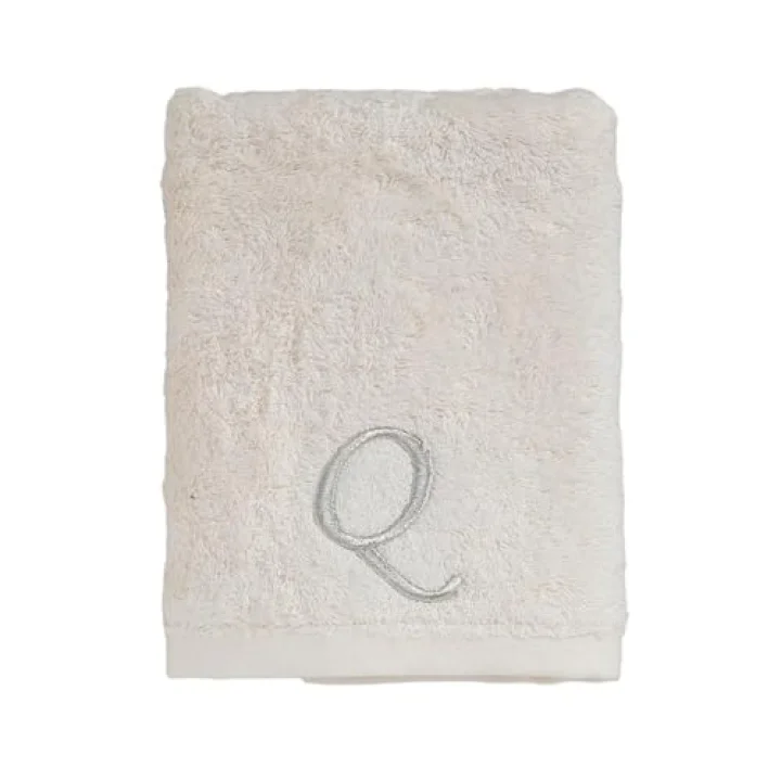 Solid Nakışlı Yüz Havlusu 50x90 cm Ekru
