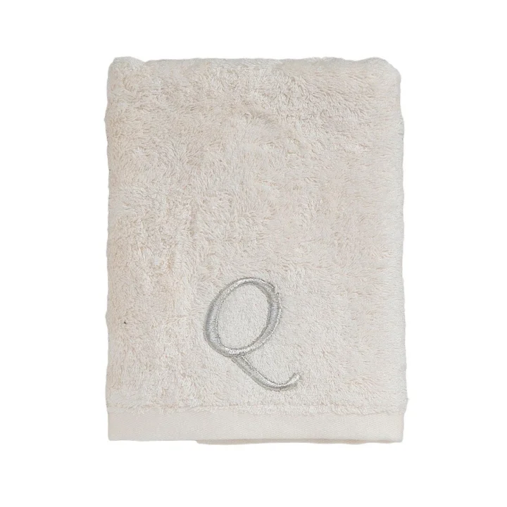 Solid Nakışlı Yüz Havlusu 50x90 cm Ekru