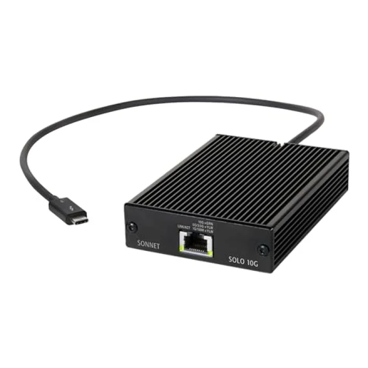 Solo 10 G Thunderbolt 3 Ethernet Adaptörü 10 Gbase, Siyah