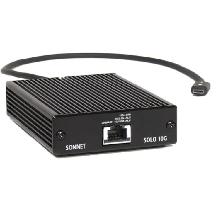 Solo 10 G Thunderbolt 3 Ethernet Adaptörü 10 Gbase, Siyah