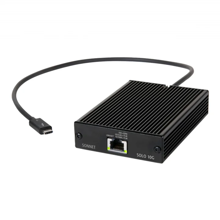 Solo 10 G Thunderbolt 3 Ethernet Adaptörü 10 Gbase, Siyah
