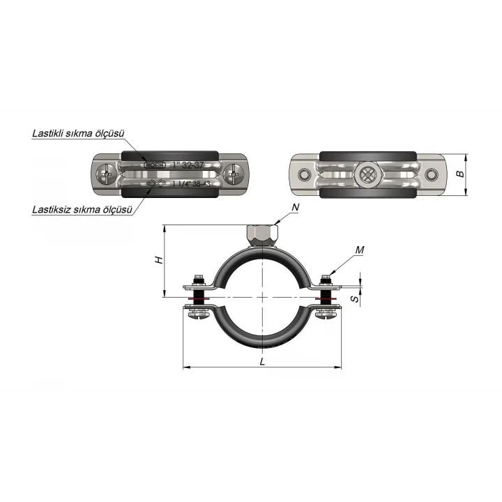 Mey İthalat® Somunlu Boru Kelepçesi 2lik