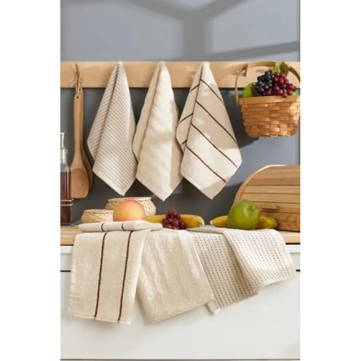 Sophia 6lı 30x50 Cm Mutfak Havlusu Seti (Krem)