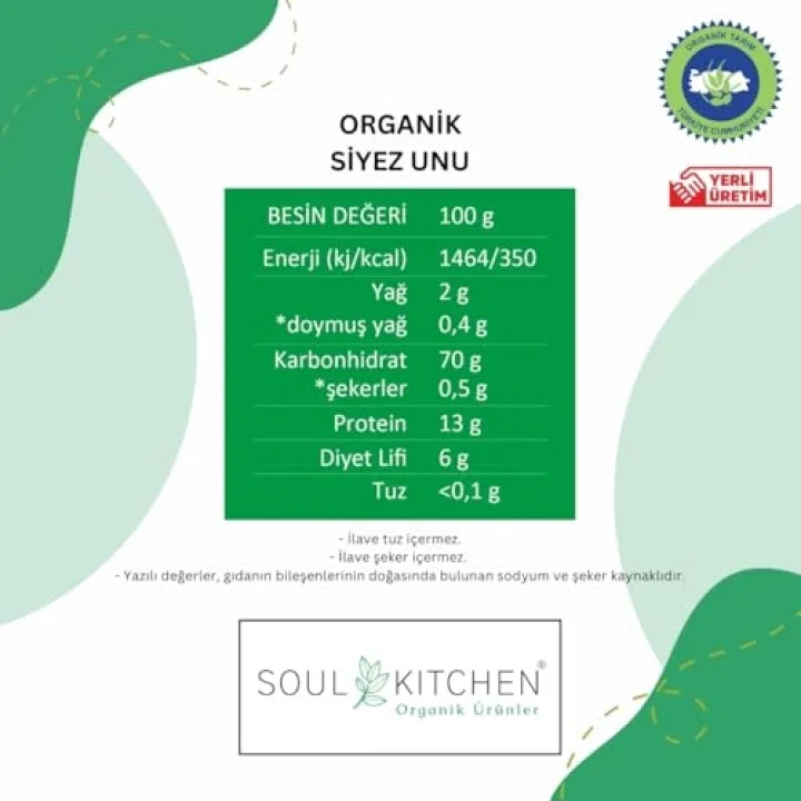 SOUL KITCHEN ORGANİK SİYEZ UNU 1000GR