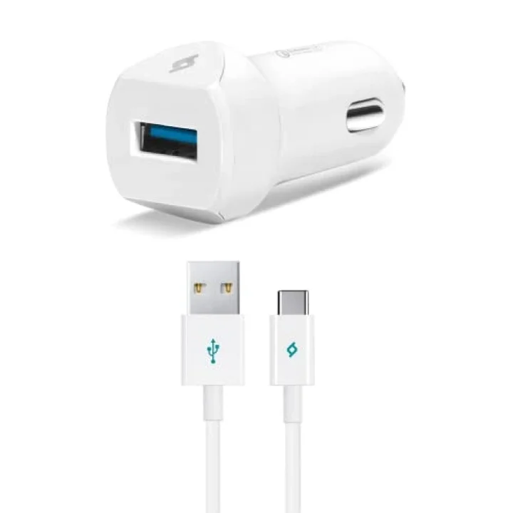 SpeedCharger QC 3.0 Type-C 120cm Kablolu Araç Şarj Aleti - Beyaz (2CKQC01C)