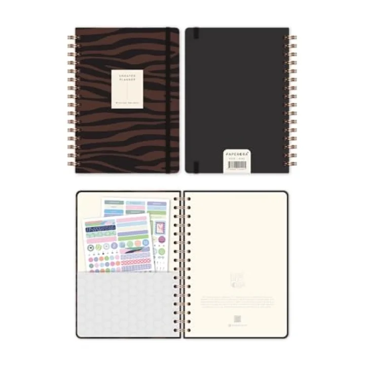 Spiralli Süresiz Planlayıcı Ajanda Kahverengi Zebra- 15x21