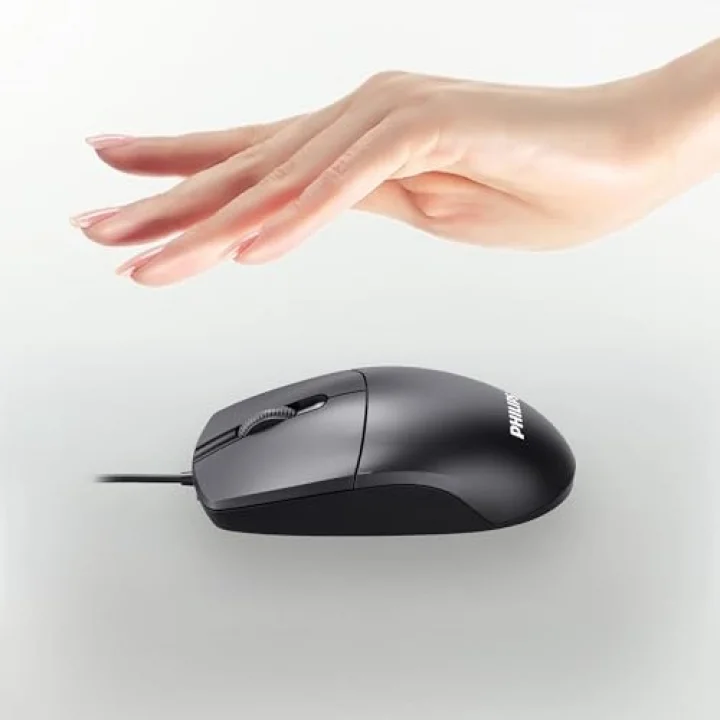SPK7247 USB Kablolu Optik Mouse - 1.8 Metre Ekstra Uzun Kablo, 1200 DPI Hassasiyet, Ergonomik Ofis ve Ev Tasarımı, Tak-Çalıştır, Siyah