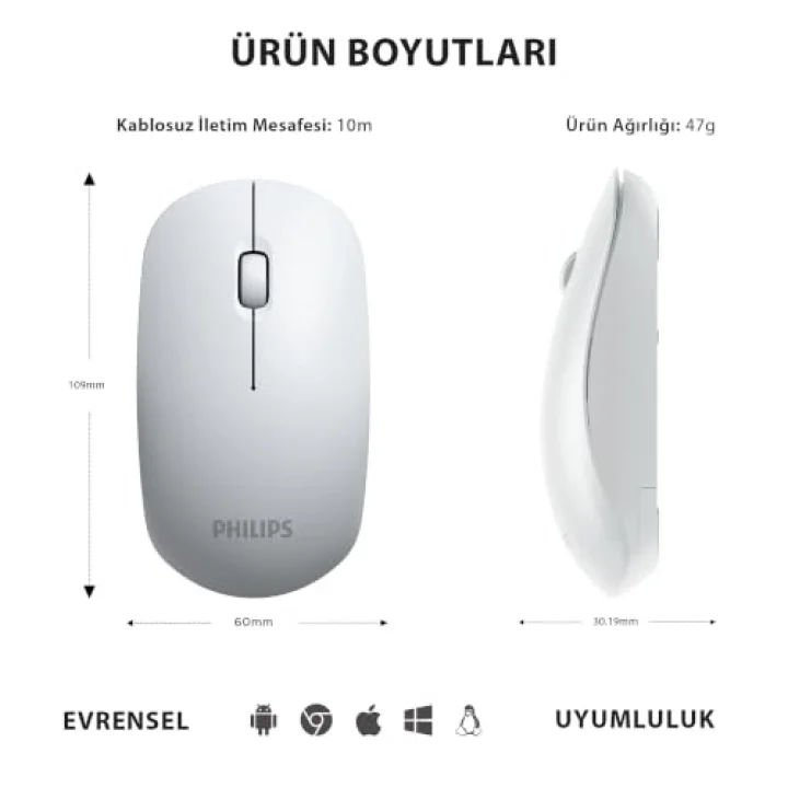 SPK7315 Kablosuz 1200DPI 3 Tuşlu Optik Mouse Beyaz