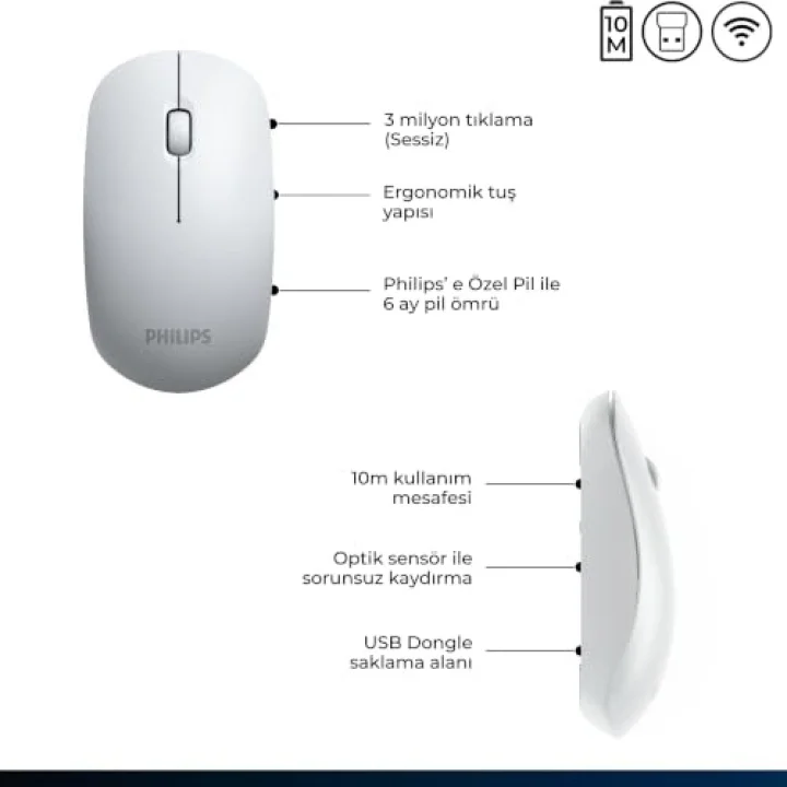 SPK7315 Kablosuz 1200DPI 3 Tuşlu Optik Mouse Beyaz