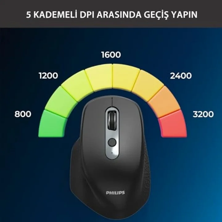 SPK7818 3200 DPI 8 Tuşlu Dual Mod Bluetooth ve 2.4G Kablosuz Ergonomik Sessiz Mouse Siyah