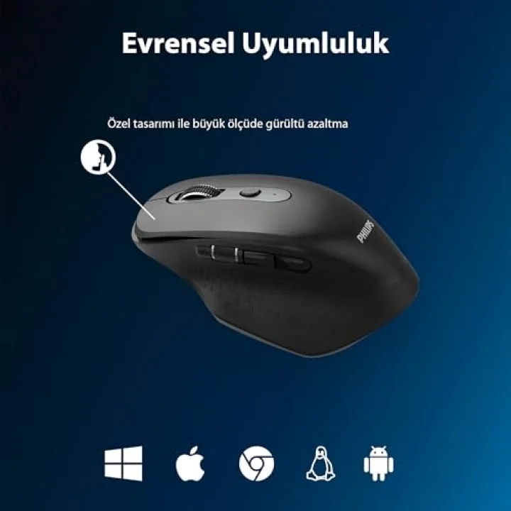 SPK7818 3200 DPI 8 Tuşlu Dual Mod Bluetooth ve 2.4G Kablosuz Ergonomik Sessiz Mouse Siyah