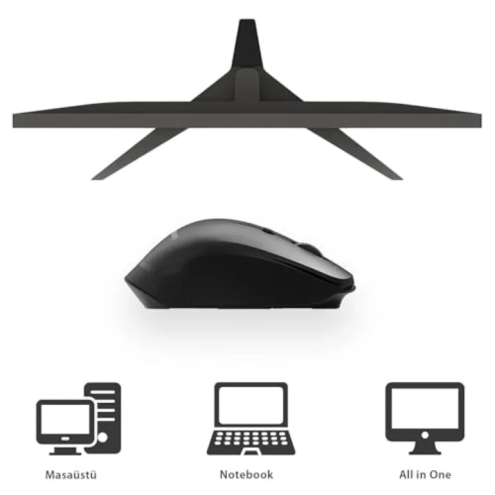 SPK7818 3200 DPI 8 Tuşlu Dual Mod Bluetooth ve 2.4G Kablosuz Ergonomik Sessiz Mouse Siyah