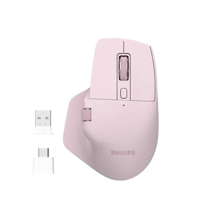 SPK7858 Bluetooth Kablosuz Çift Modlu 4000DPI 7 Tuşlu Optik Mouse Pembe