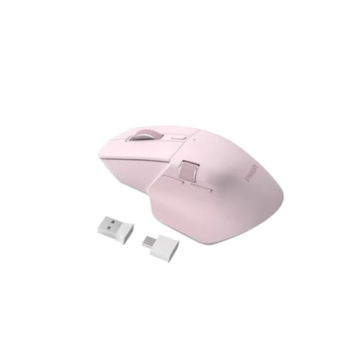 SPK7858 Bluetooth Kablosuz Çift Modlu 4000DPI 7 Tuşlu Optik Mouse Pembe
