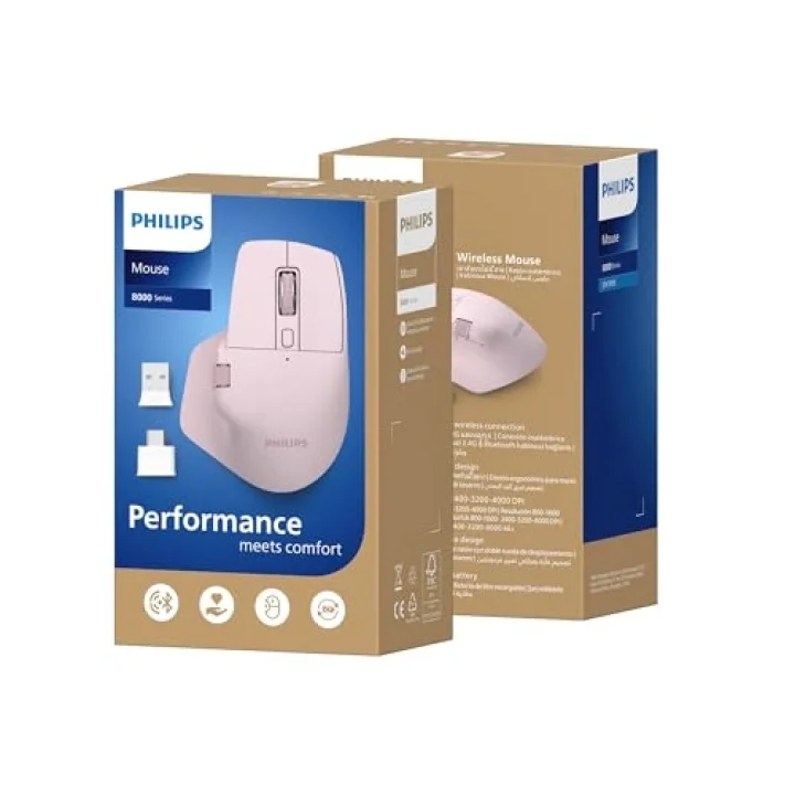 SPK7858 Bluetooth Kablosuz Çift Modlu 4000DPI 7 Tuşlu Optik Mouse Pembe