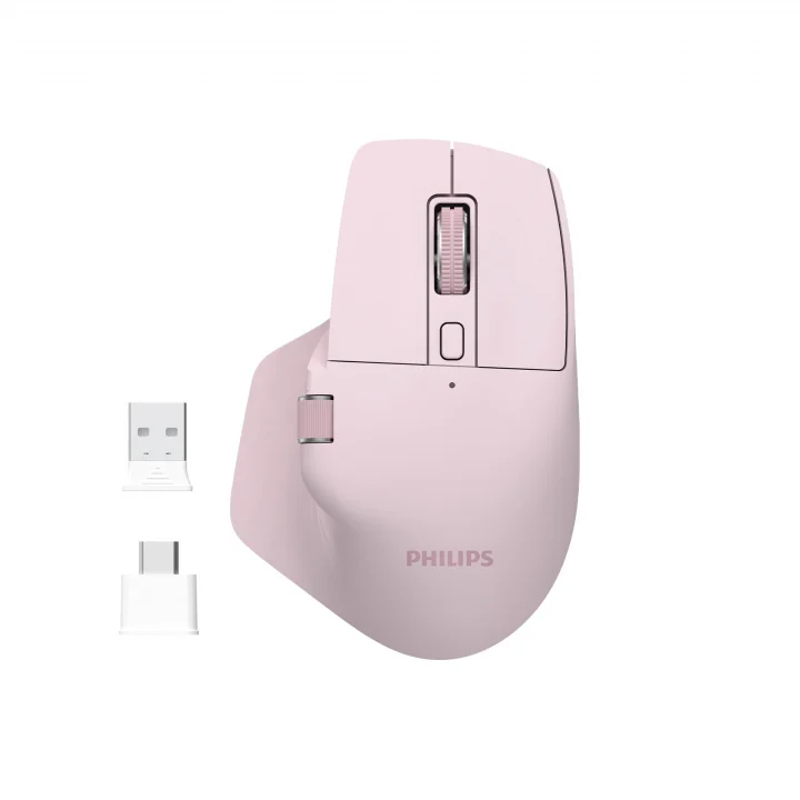 SPK7858 Bluetooth Kablosuz Çift Modlu 4000DPI 7 Tuşlu Optik Mouse Pembe