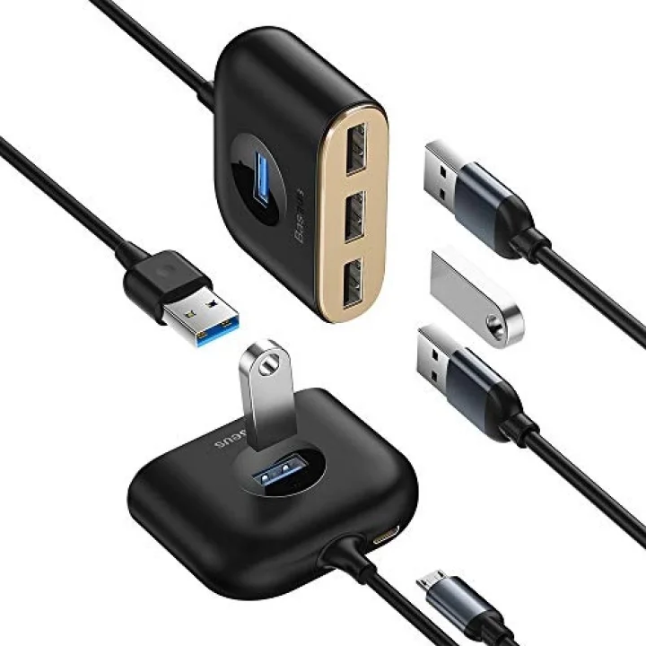 Square round 4in1 USB HUB Adaptör (USB3.0 TO USB3.0*1+USB2.0*3) 1m, Siyah