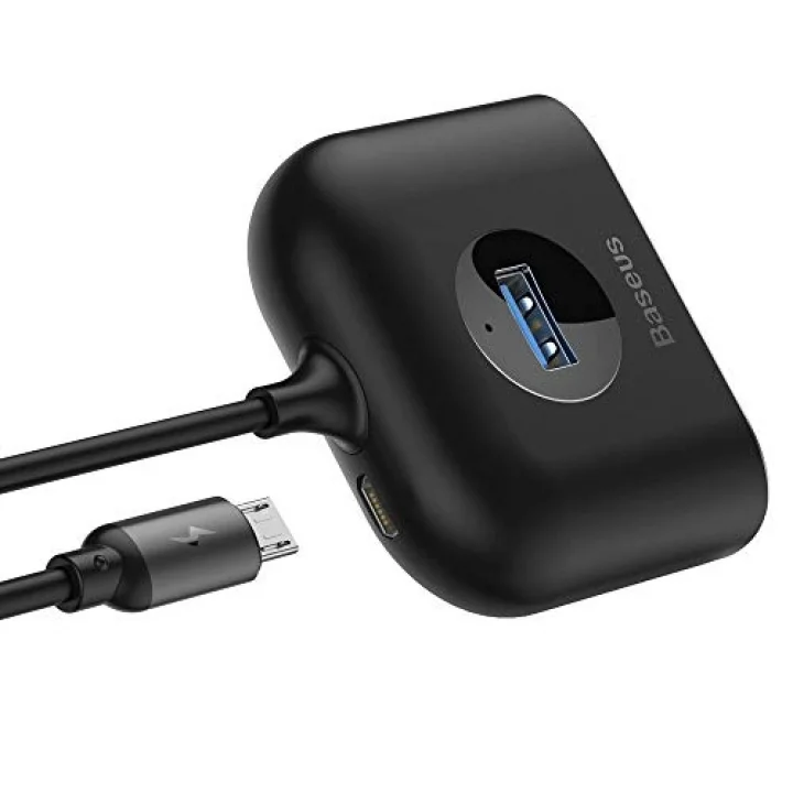 Square round 4in1 USB HUB Adaptör (USB3.0 TO USB3.0*1+USB2.0*3) 1m, Siyah
