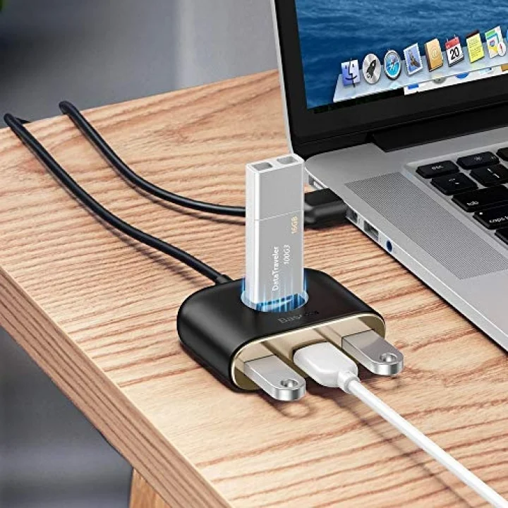 Square round 4in1 USB HUB Adaptör (USB3.0 TO USB3.0*1+USB2.0*3) 1m, Siyah