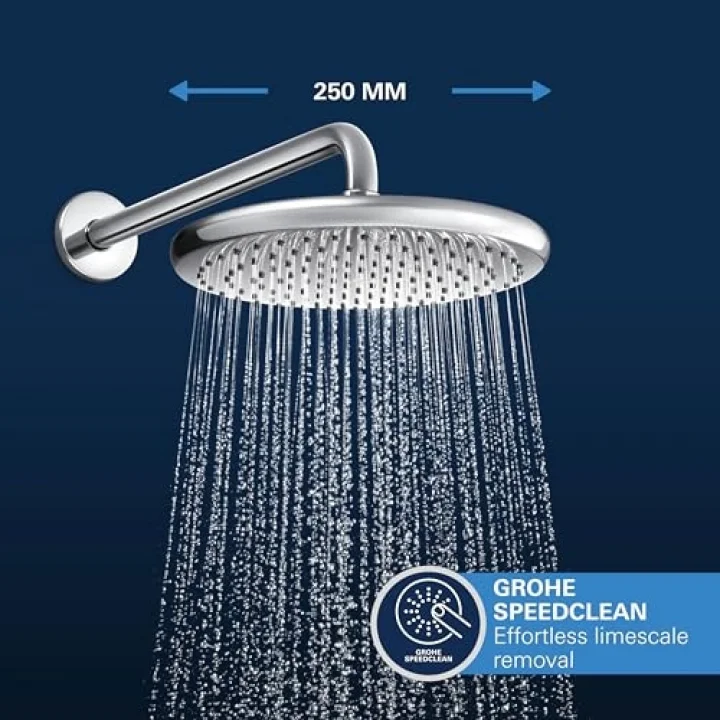 Start 250 - Duş Sistemi (250 mm Duş Başlığı 1 Püskürtme Türü, El Duşu 2 Püskürtme, Evrensel Montaj Kutusu, 150 cm Duş Hortumu), Yuvarlak, Krom, 25292000