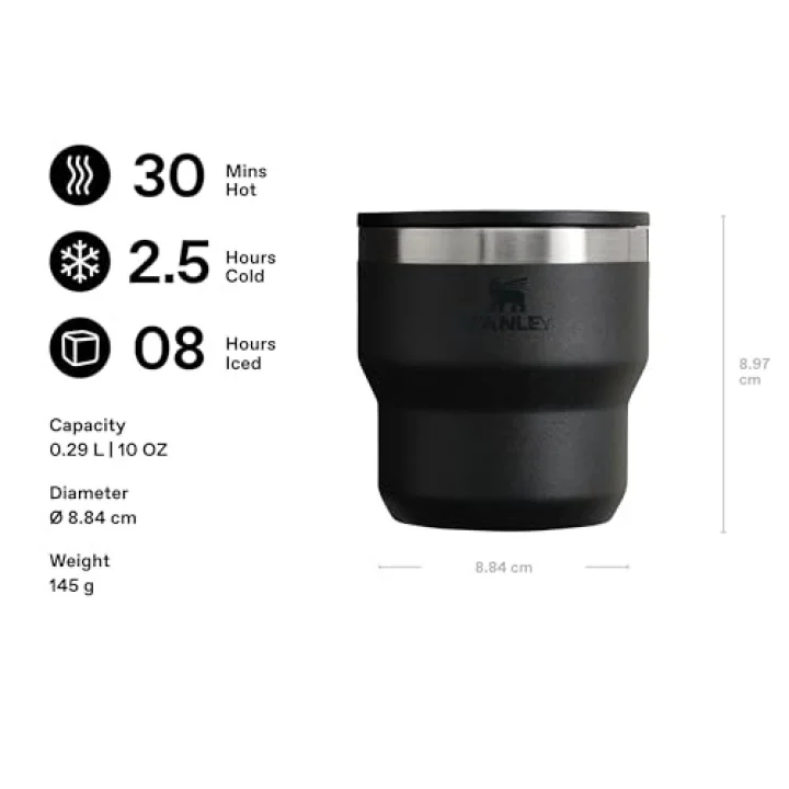 Stay-Hot Termos Bardak 0.29 Litre - Siyah 2.0 | Paslanmaz Çelik