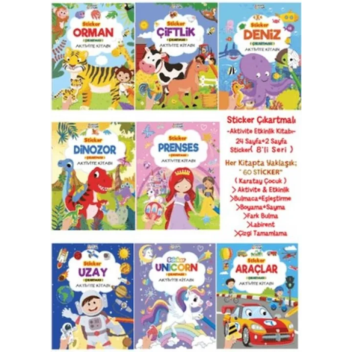 Sticker Çıkartmalı Aktivite Kitabı (8 Seri)