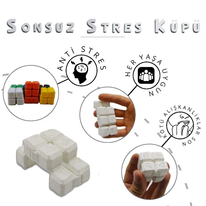 Stres Küpü Sonsuz Küp Fidget Popit (beyaz)