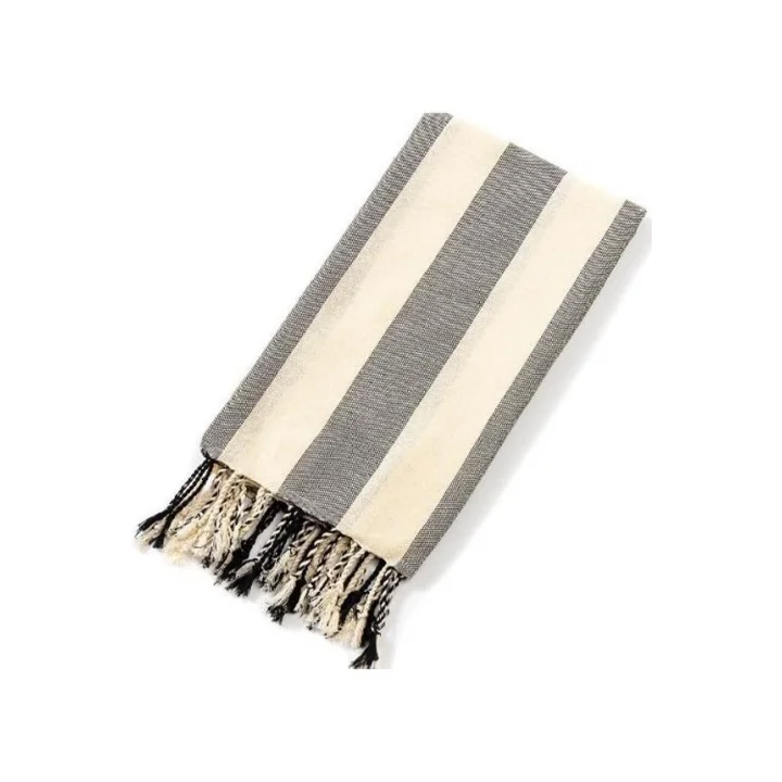 Striped Peştemal Banyo Havlusu Plaj Havlusu Siyah